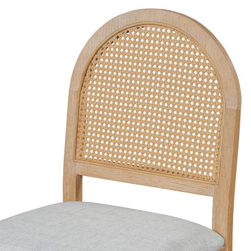 Vintage Tasarımlı Genişletilebilir Oval Yemek Masası Takımı Hasır Sırtlı Sandalyeler Doğal Ahşap 4 Kişilik - 88105