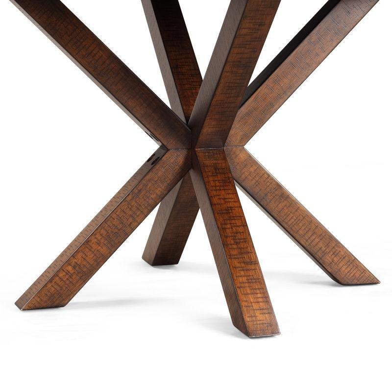 Vintage Tasarımlı Yuvarlak Yemek Masası 119 cm Endüstriyel Ahşap - 83716