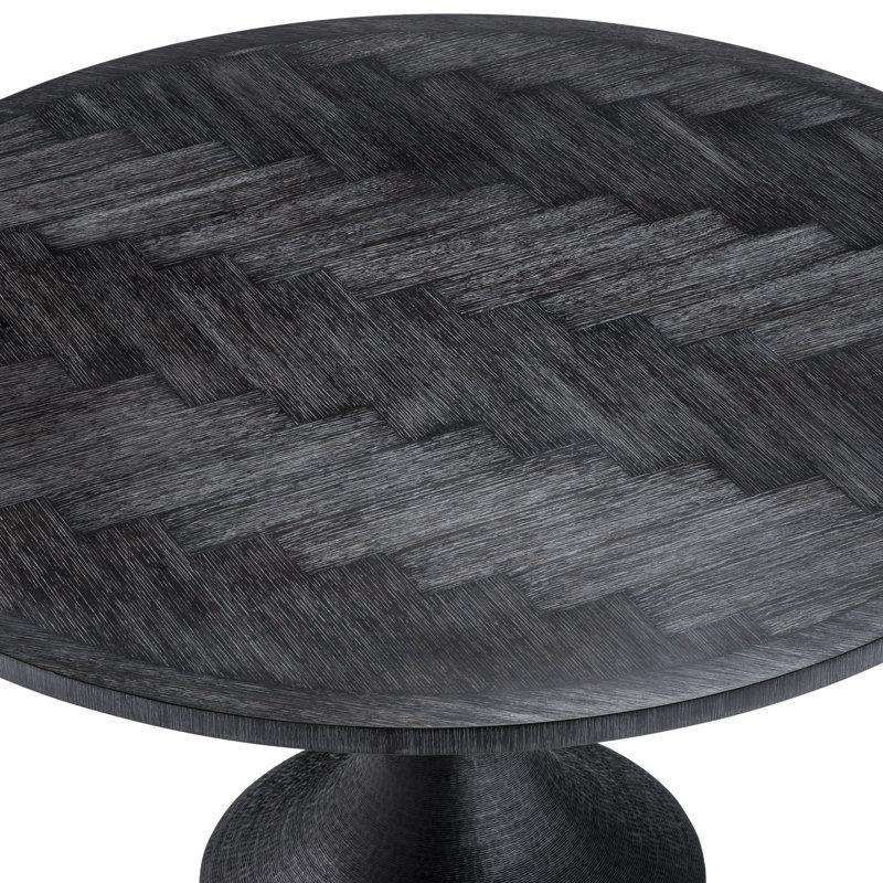 Yıkanmış Meşe Veneer Yuvarlak Masif Ahşap Tablalı Metal Ayaklı Yemek Masası 140 cm - 87874