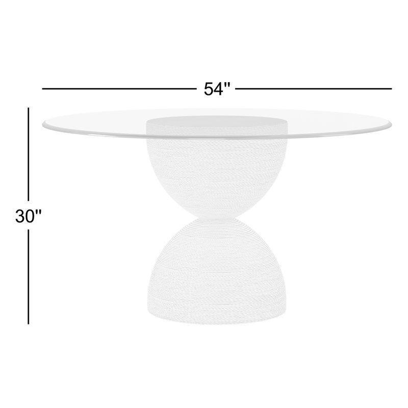 Yuvarlak Cam Üstü Katı Ahşap Tabanlı Yemek Masası 137 cm - 84820