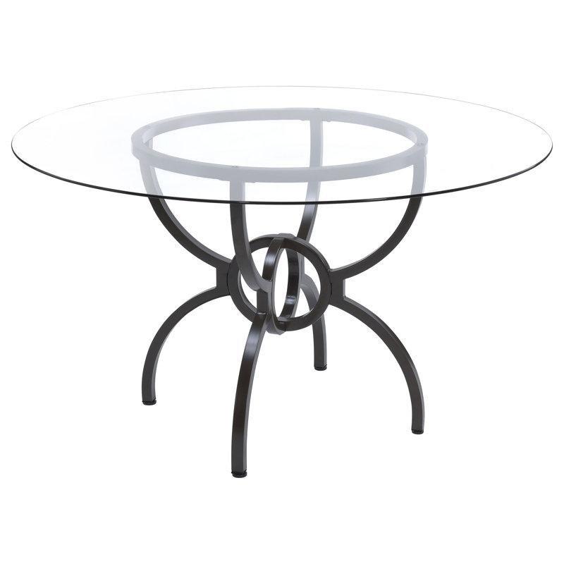 Yuvarlak Cam Yemek Masası 122 cm Çapında Siyah Metal Ayaklı - 84826