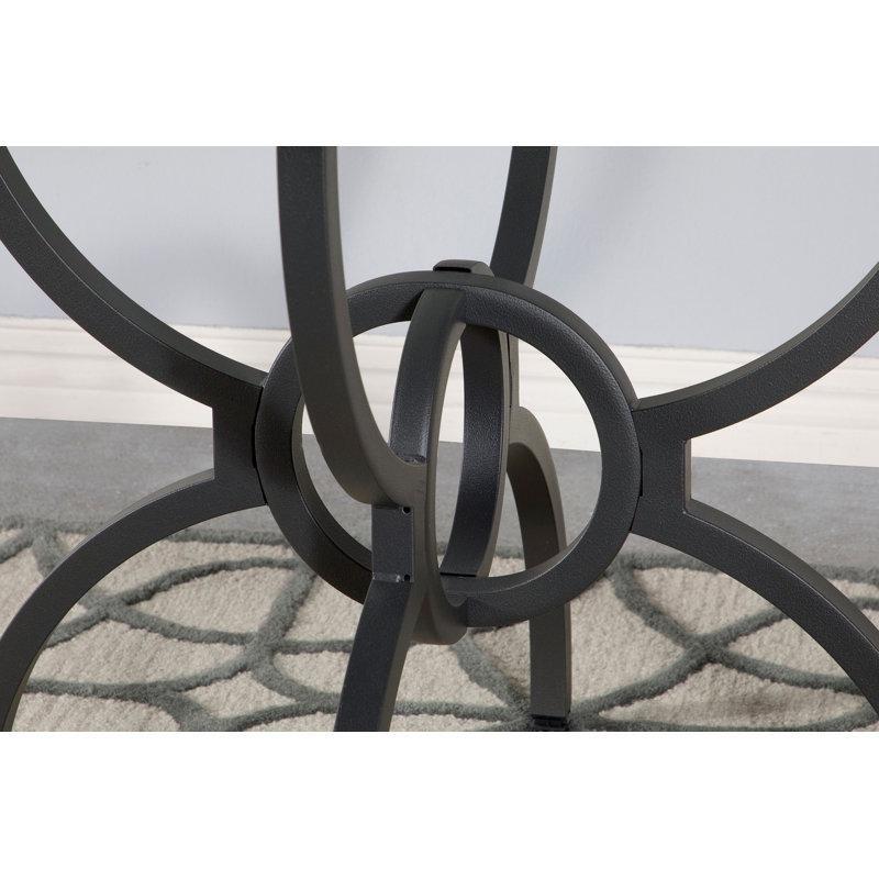 Yuvarlak Cam Yemek Masası 122 cm Çapında Siyah Metal Ayaklı - 84826
