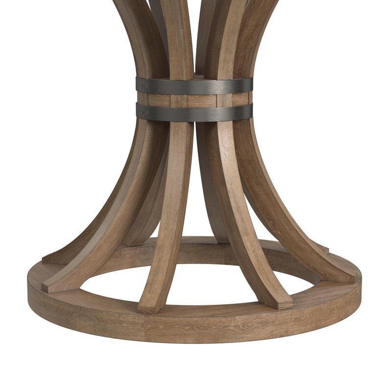 Yuvarlak Cam Yemek Masası Ahşap Kaideli 137 cm - 84724