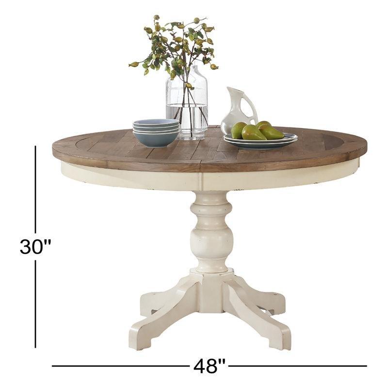 Yuvarlak Masif Ahşap Ayaklı Rustik Yemek Masası 122 cm - 86494