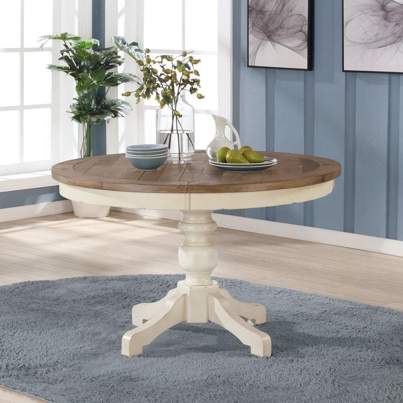 Yuvarlak Masif Ahşap Ayaklı Rustik Yemek Masası 122 cm - 86494