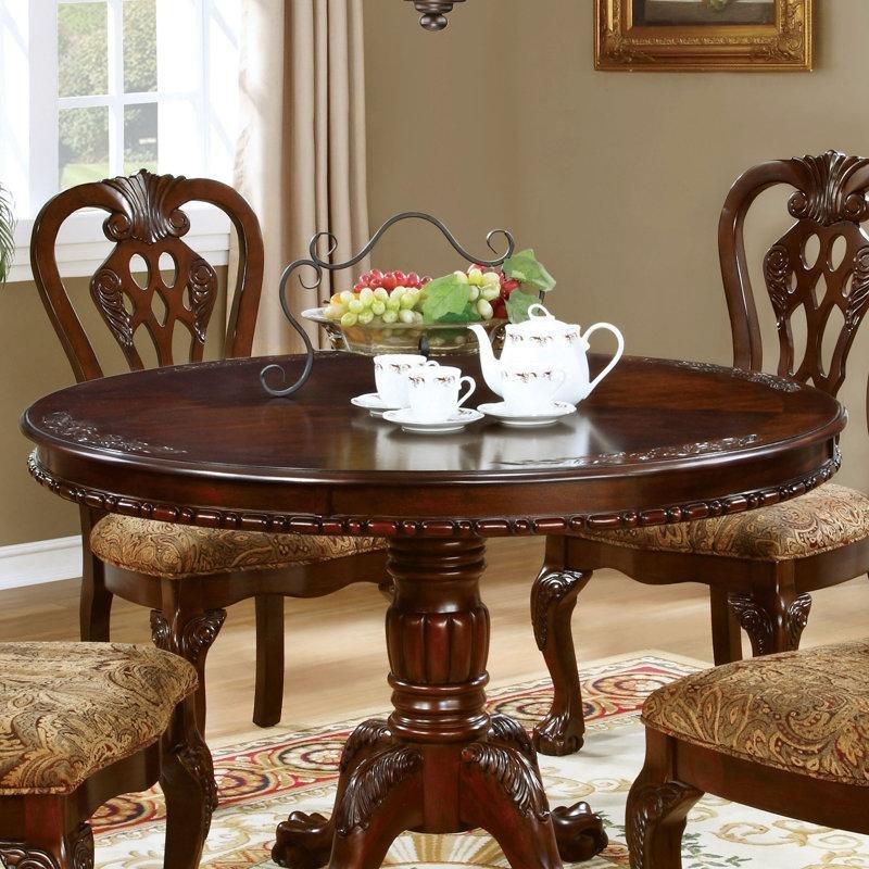 Yuvarlak Masif Ahşap Üstlü Kahverengi Kırmızı Eskitme Yemek Masası 120 cm - 86758