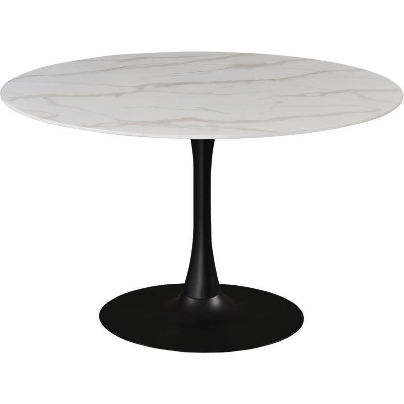 Yuvarlak Mermer Desenli Cam Tablalı Gold Tabanlı Yemek Masası 91 cm - 87580