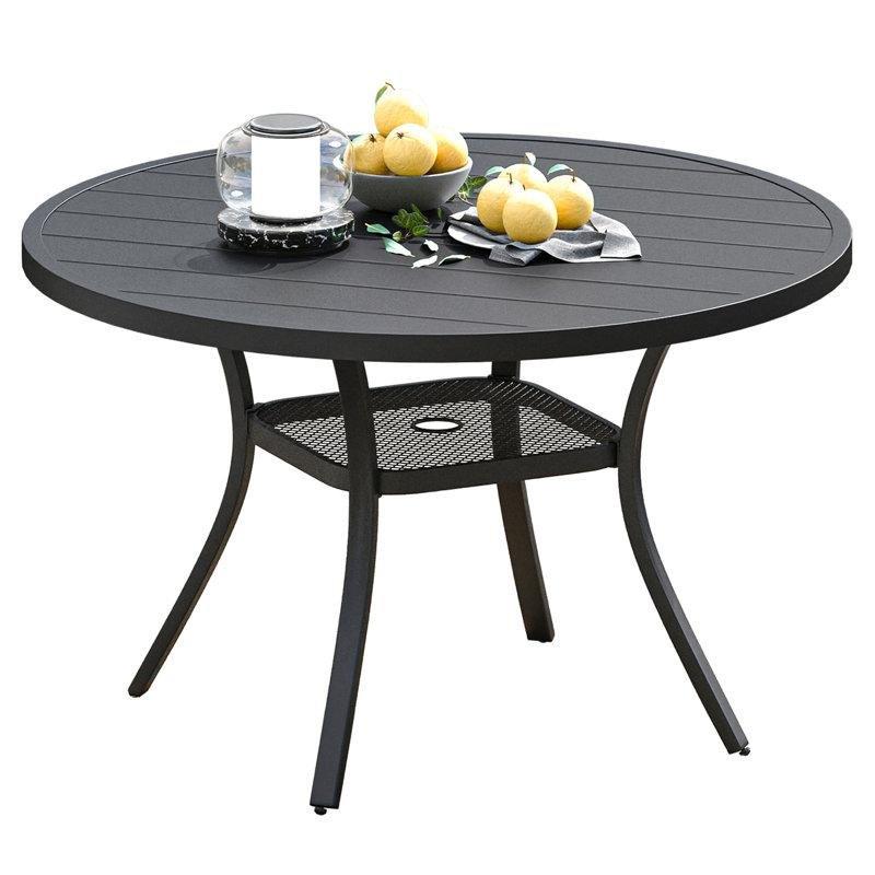 Yuvarlak Metal Çelik Bahçe Yemek Masası 120 cm Çapında 6 Kişilik - 84550