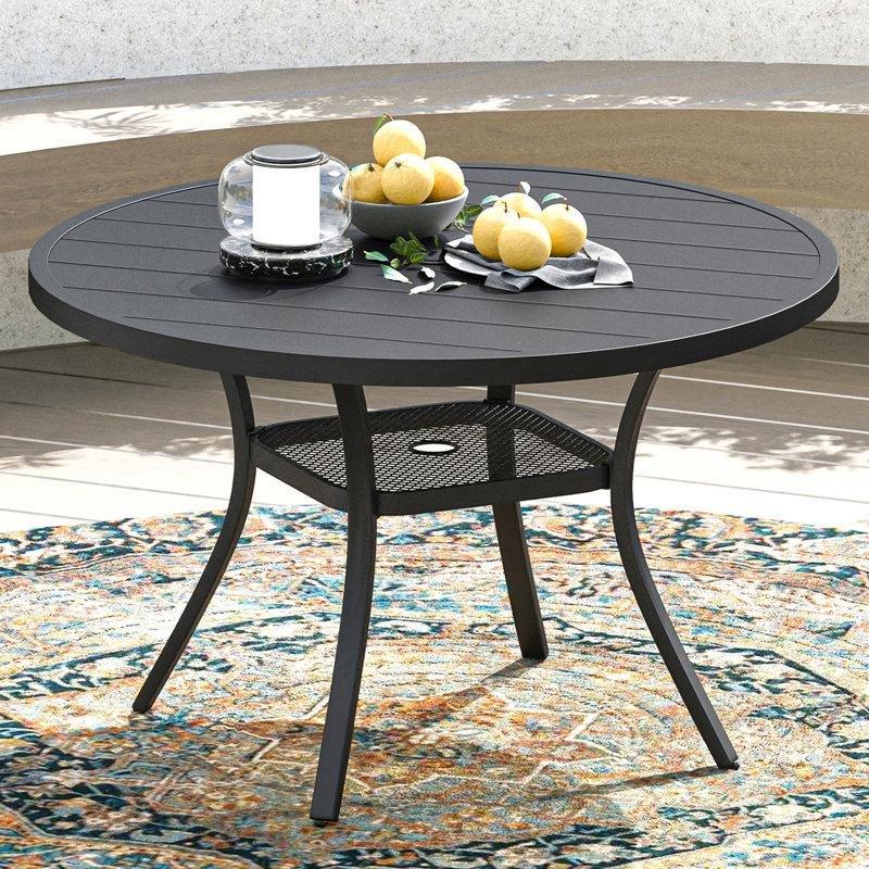 Yuvarlak Metal Çelik Bahçe Yemek Masası 120 cm Çapında 6 Kişilik - 84550