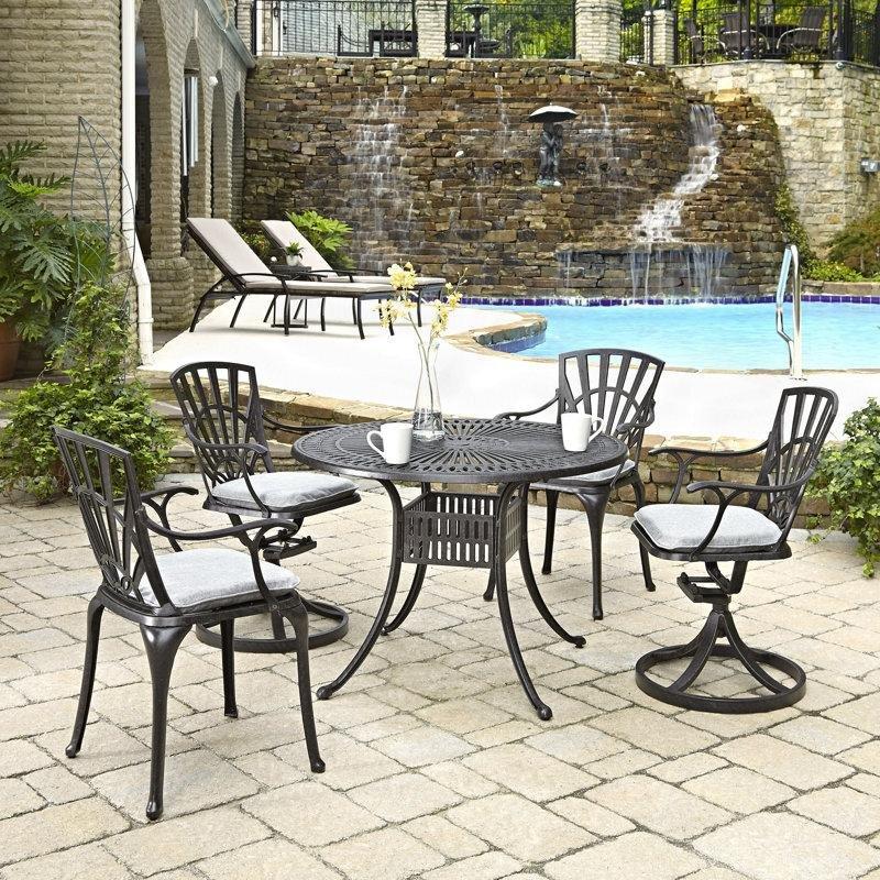 Yuvarlak Metal Şemsiye Delikli Dış Mekan Yemek Masası 122 cm - 86836
