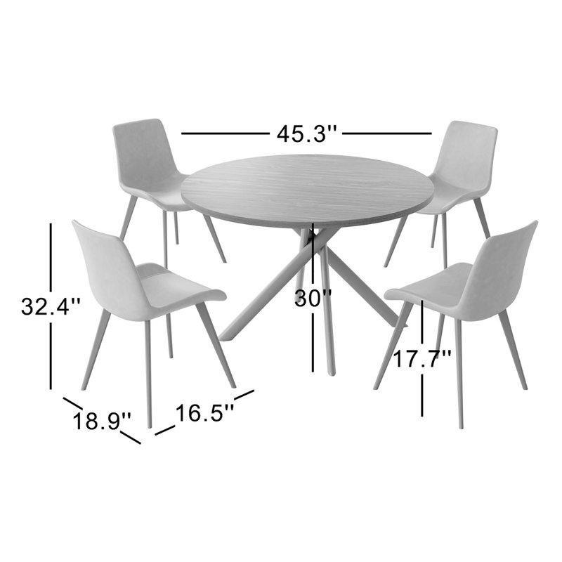 Yuvarlak Modern Endüstriyel Ahşap Mutfak Masası Takımı 115 cm Kahverengi 6 Sandalyeli - 85657.0