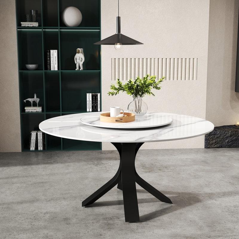 Yuvarlak Sintered Stone Dönerli Yemek Masası 75 cm - 85927