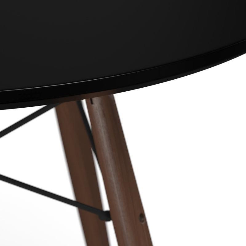 Yuvarlak Siyah Masif Kayın Ağacı Yemek Masası 100x75 cm - 84355