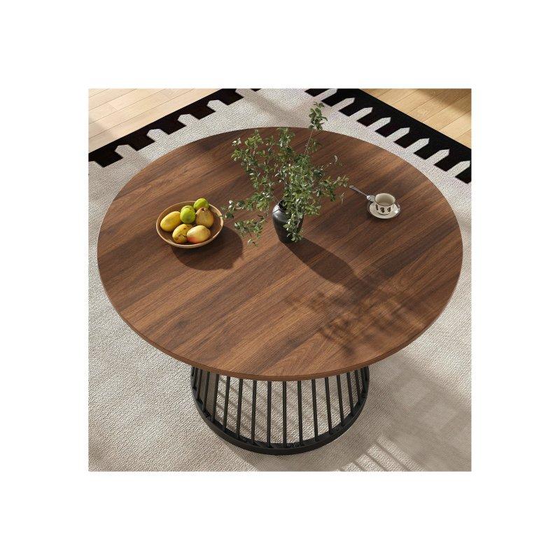 Yuvarlak Siyah Metal Ayaklı MDF Mutfak Masası 80x80 cm - 88564