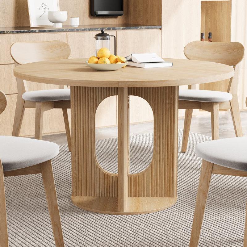 Zambrano Endüstriyel Ahşap Yuvarlak Pedestal Yemek Masası 120 cm - 83614