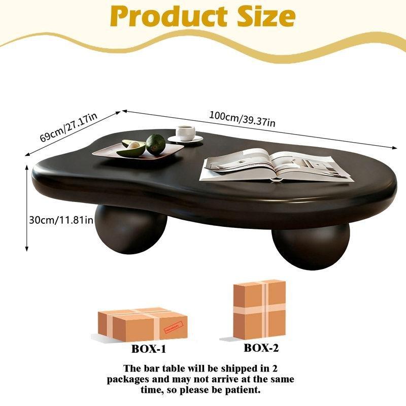 100 cm Siyah Oval MDF Top Ayaklı Orta Sehpa - 105964