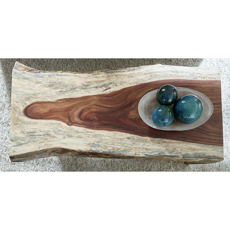 137x66 cm Doğal Kütük Orta Sehpa Şeffaf Akrilik Ayaklı - 105316