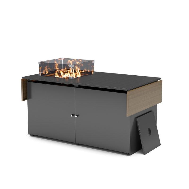 163 cm Siyah Metal Propanlı Şömineli Orta Sehpa - 105727