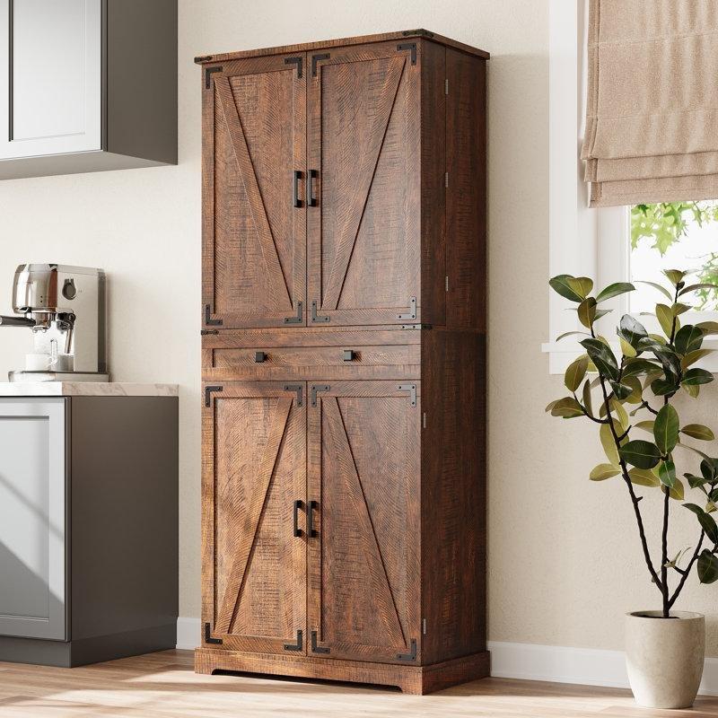 183 cm Ahşap Desenli 4 Çekmeceli Çok Amaçlı Dolap - 93040