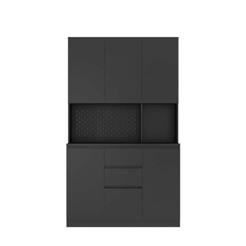 188 cm Siyah Çok Amaçlı Dolap 6 Kapaklı 2 Çekmeceli 111x40 cm - 92803