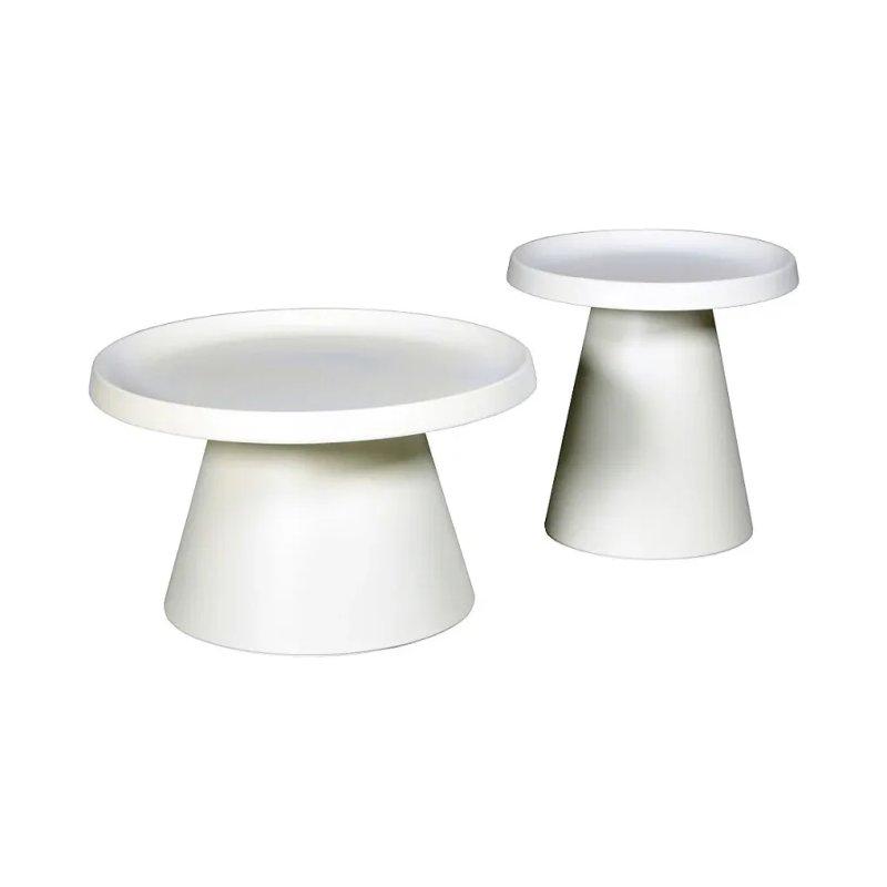 2 Adet Yuvarlak Metal Orta Sehpa Beyaz 50 cm ve 70 cm - 102321
