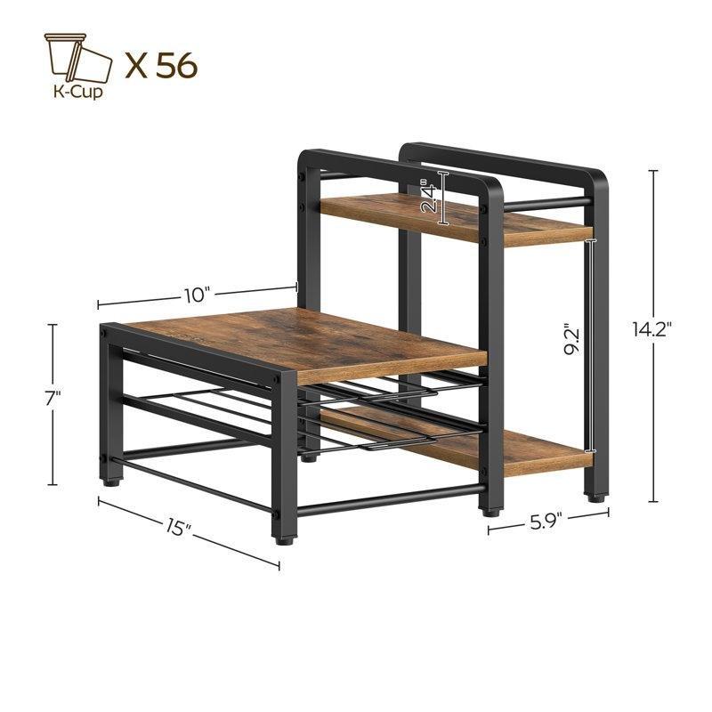 2 Katlı Kahve Köşesi Metal Çerçeveli Endüstriyel Ahşap 40 cm - 99934