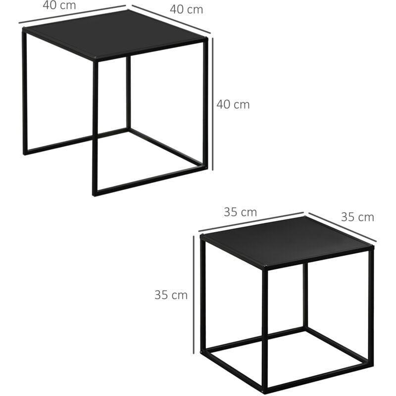 2 Li Siyah Metal Kare Orta Sehpa 40x40 cm - 102716