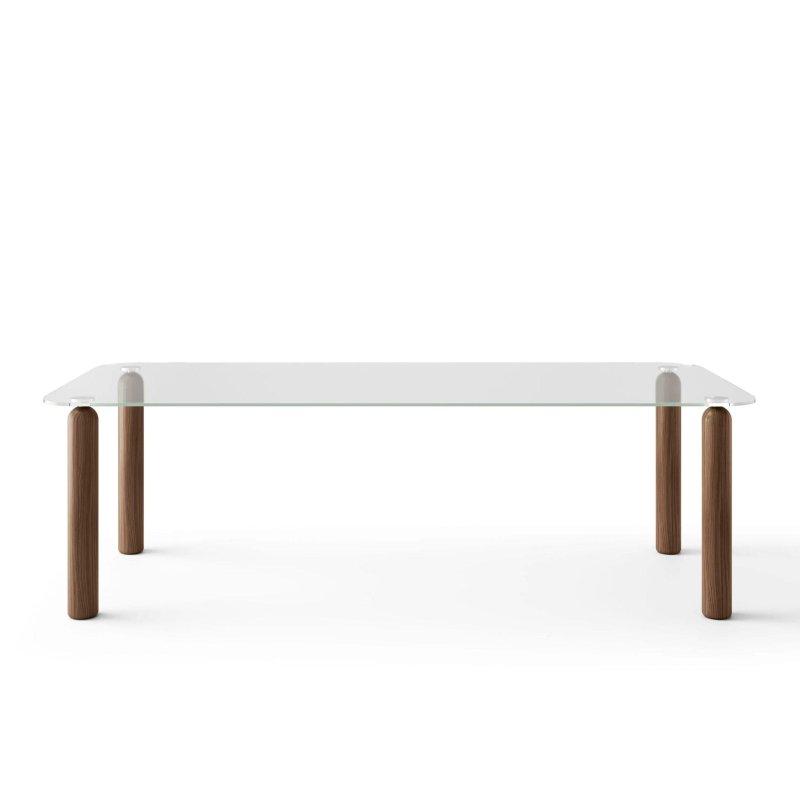 240 cm Beyaz Mermer Yemek Masası Kahverengi Ahşap Ayaklı - 92134