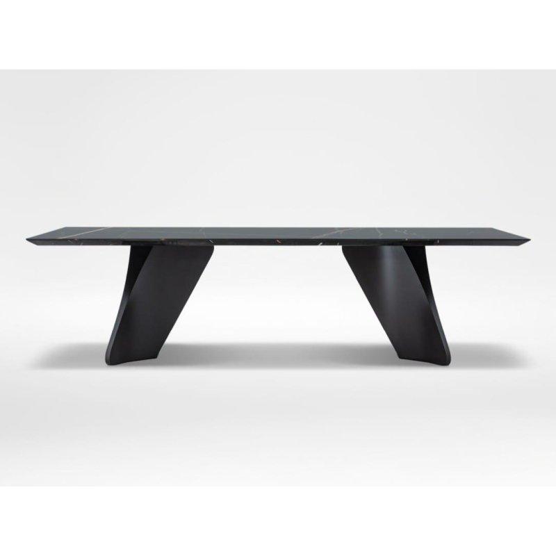 260x120 cm Dikdörtgen Gri Mermer Masa Siyah Ayaklı - 92116