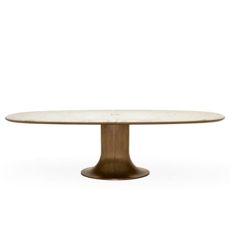 270x140 cm Oval Calacatta Mermer Masa, Bronz Ayaklı - 91939