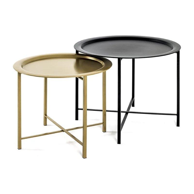 2'li Metal Zigon Sehpa Siyah ve Gold 52x44 cm - 106267