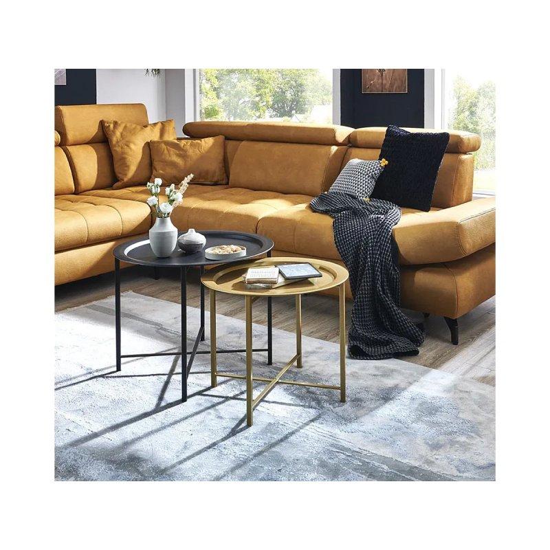 2'li Metal Zigon Sehpa Siyah ve Gold 52x44 cm - 106267