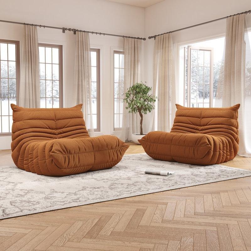 2'li Teddy Kumaş Çocuk Dinlenme Koltuğu Seti Turuncu-75 x 97 x 94 cm - 109685