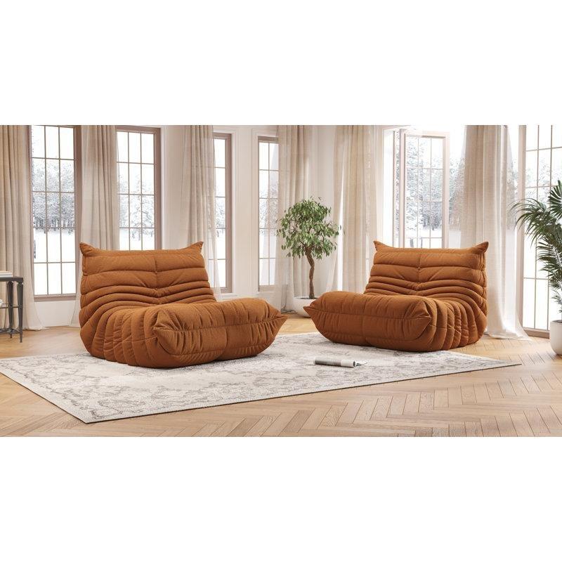 2'li Teddy Kumaş Çocuk Dinlenme Koltuğu Seti Turuncu-75 x 97 x 94 cm - 109685