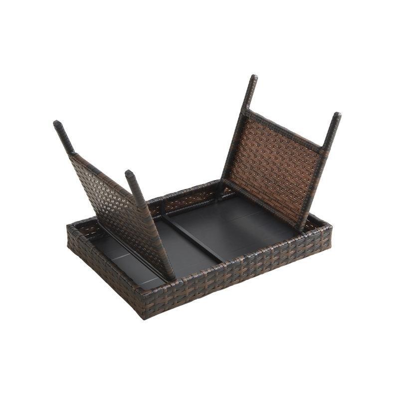 3 Parça Rattan Dinlenme Koltuğu Seti (2 Şezlong + Yan Sehpa)-41 x 64 x 201 cm - 109514