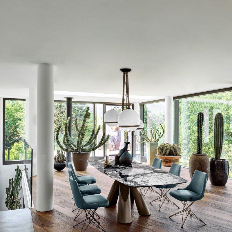 300 cm Koyu Emperadör Mermer Yemek Masası Metal Ayaklı - 91570