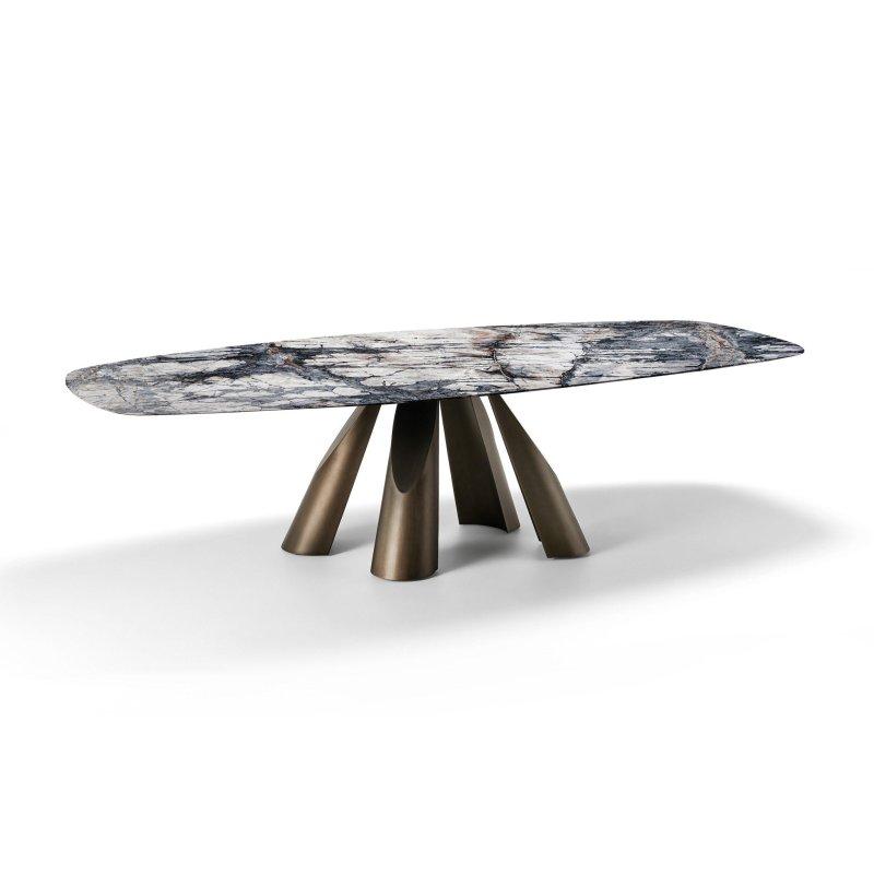 300 cm Koyu Emperadör Mermer Yemek Masası Metal Ayaklı - 91570