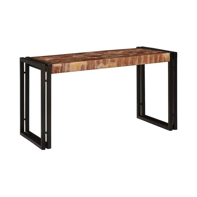 3'lü Kahverengi Siyah Metal Ayaklı Geri Dönüşüm Ahşap Zigon Sehpa 82x40x45 cm - 106162