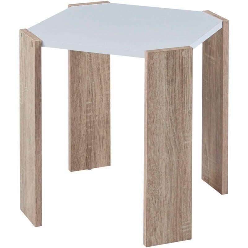 3'lü Yuvalanabilir Orta Sehpa Beyaz ve Doğal Ahşap Etkili 39x39 cm - 103188