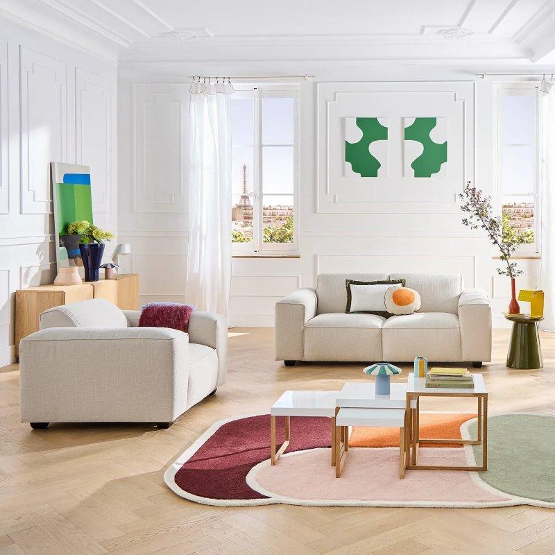 3'lü Yuvarlak Orta Sehpa Seti Beyaz Endüstriyel Çelik ve Masif Meşe 42 x 34 x 30 cm - 103748