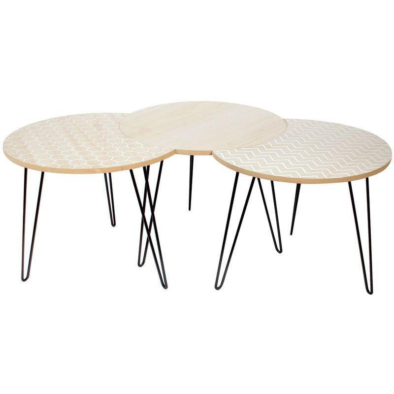 3'lü Yuvarlak Zigon Sehpa Bej 45 cm - 107166