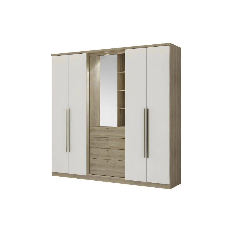 4 Kapılı Aynalı Endüstriyel Ahşap Gardrop 240x231 cm - 90562