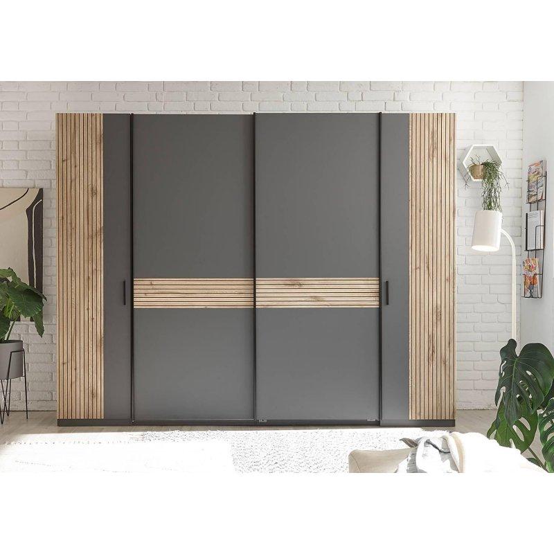 4 Kapılı Gardrop Antrasit Endüstriyel Ahşap 267x210x61 cm - 90889