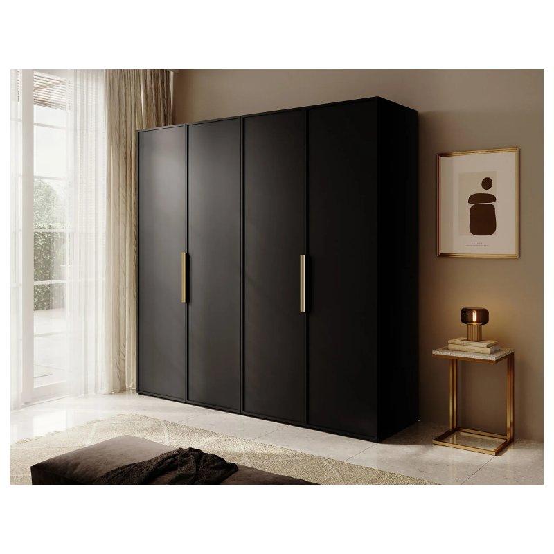 4 Kapılı Siyah Gardrop 200x200 cm Endüstriyel Ahşap - 90376