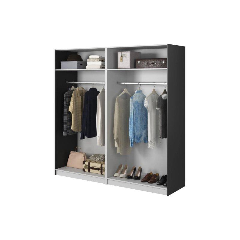 4 Kapılı Siyah Gardrop 200x200 cm Endüstriyel Ahşap - 90376