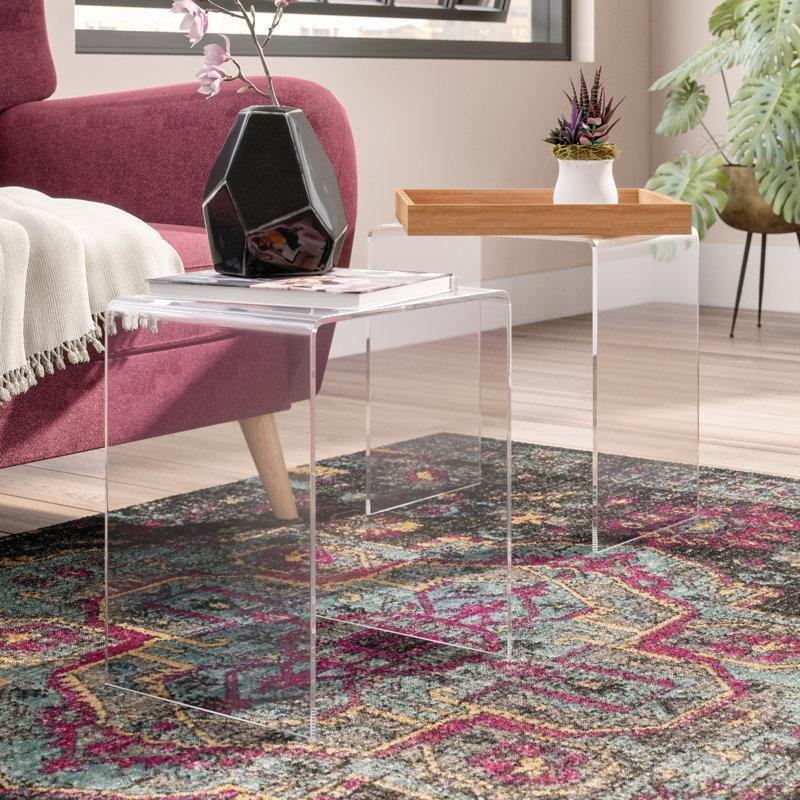 44 cm x 29 cm Şeffaf Pleksi Zigon Sehpa 2'li Set - 108595