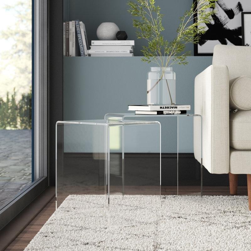 44 cm x 29 cm Şeffaf Pleksi Zigon Sehpa 2'li Set - 108595