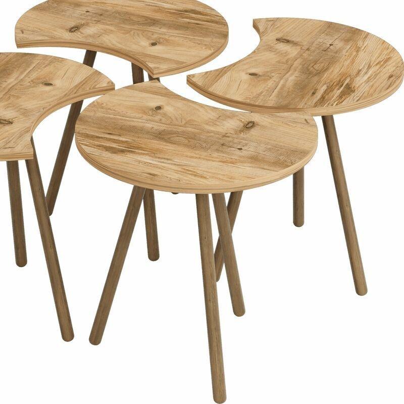 4'lü Kahverengi Ahşap Zigon Sehpa Takımı 77x77x48 cm - 106965