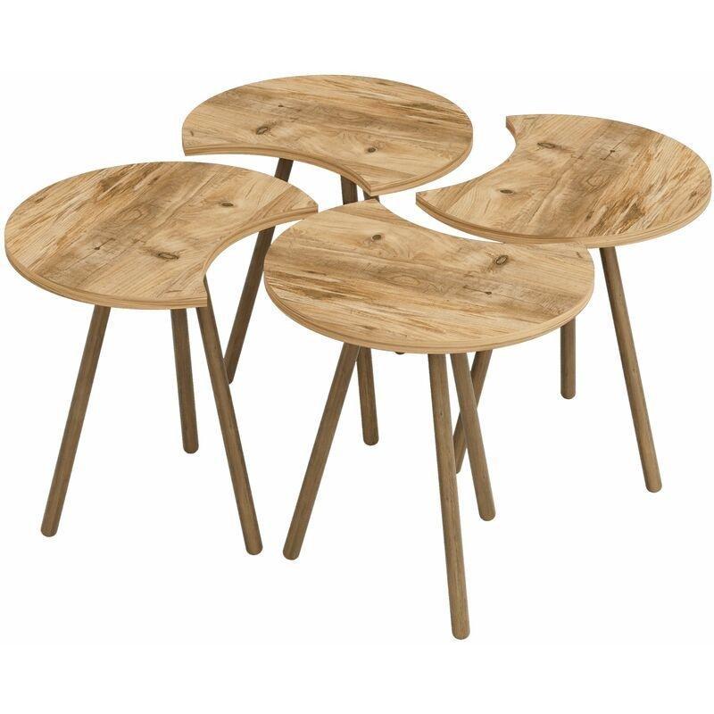 4%27lü Kahverengi Ahşap Zigon Sehpa Takımı 77x77x48 cm - 106965