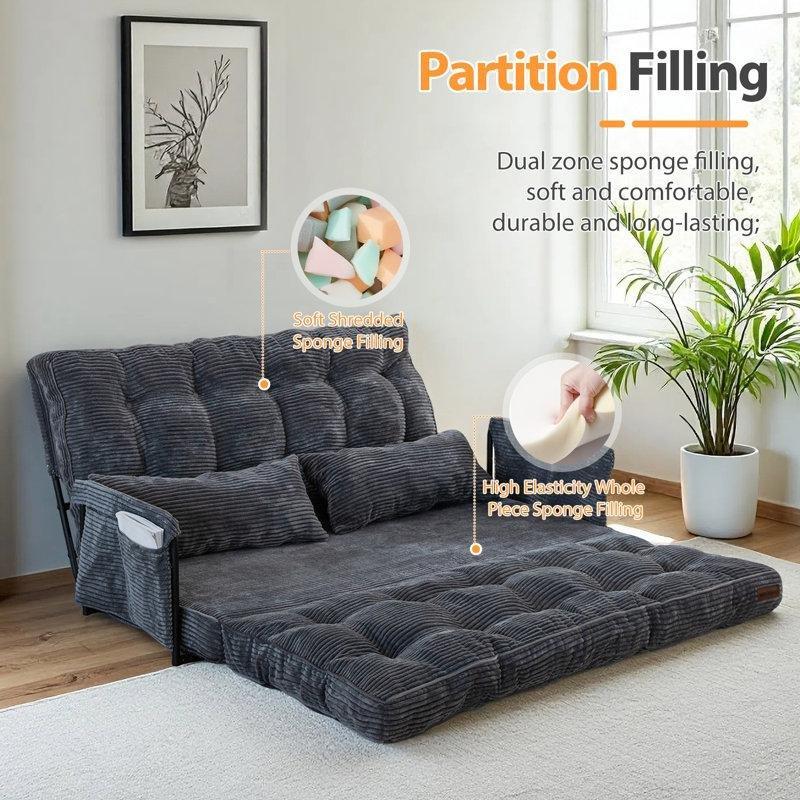 5 Kademeli Ayarlanabilir Çocuk Dinlenme Koltuğu-Yatak Olabilen, Kordonlu Kumaş Döşeme ve Köpük Dolgulu-65 x 138 x 65 cm - 109676